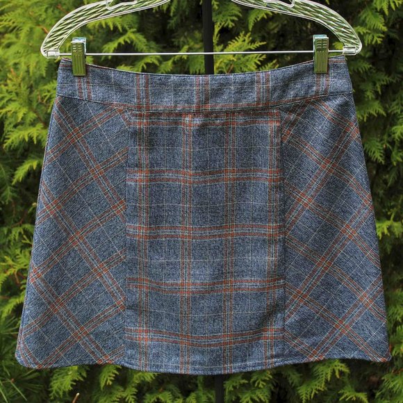 Lucca Pretty Denim-Plaid Panel Miniskirt NWT - Picture 1 of 6